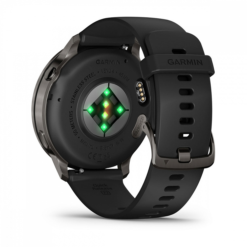 Смарт-часы Garmin Venu 4 - 45 mm, Темно-серый, черный силиконовый ремешок 7