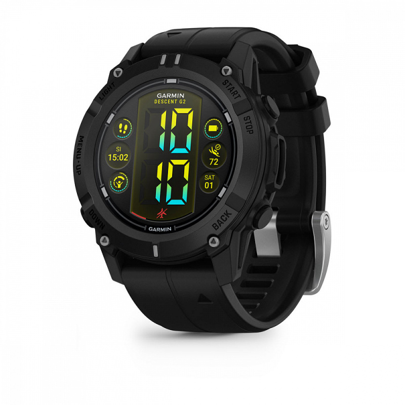 Смарт-часы Garmin Descent G2 - 45 mm, Черный, черный силиконовый ремешок