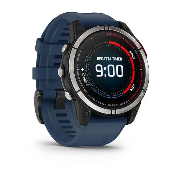 Смарт-часы Garmin Quatix 7 Sapphire Edition - 47 mm, Титановый, синий силиконовый ремешок - фото 3