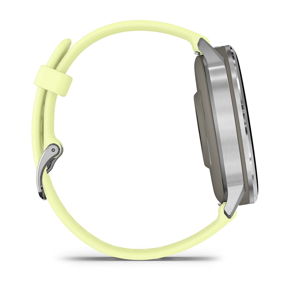 Смарт-часы Garmin Venu 4 - 45 mm, Серебристый , лимонный силиконовый ремешок 5