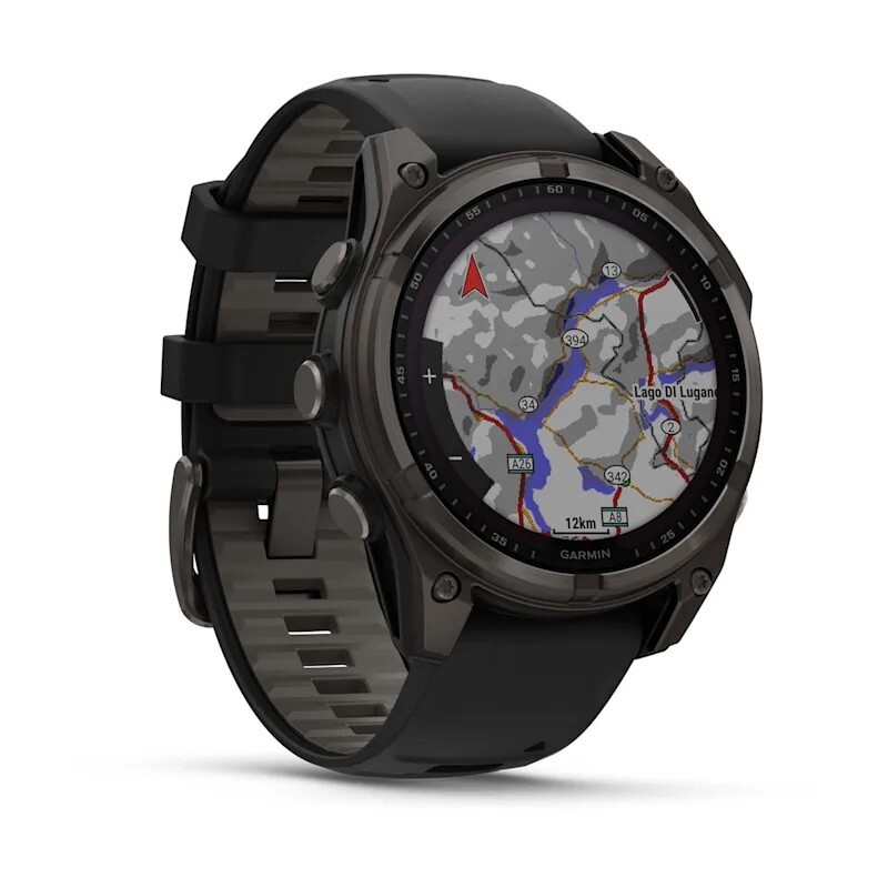 Смарт-часы Garmin Fenix 8 Solar Sapphire - 47 mm, Титановый, угольно-серый безель с DLC-покрытием, черный ремешок 10