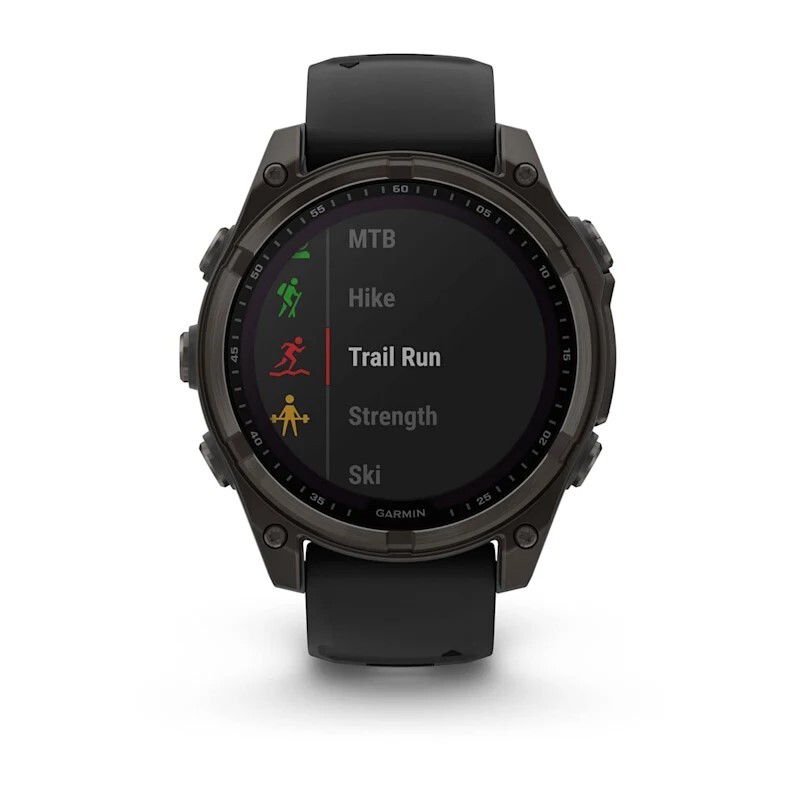 Смарт-часы Garmin Fenix 8 Solar Sapphire - 47 mm, Титановый, угольно-серый безель с DLC-покрытием, черный ремешок 8