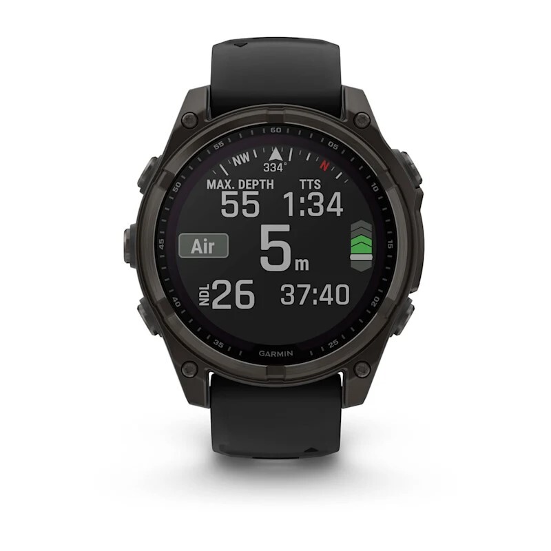 Смарт-часы Garmin Fenix 8 Solar Sapphire - 47 mm, Титановый, угольно-серый безель с DLC-покрытием, черный ремешок 9