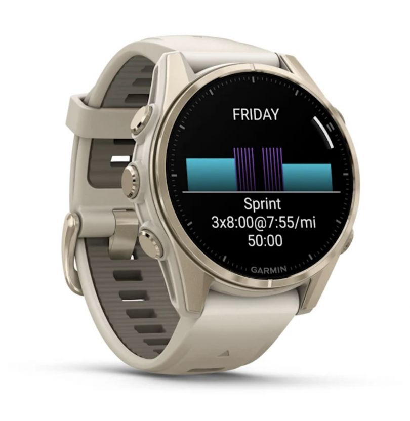 Смарт-часы Garmin Fenix 8 Amoled - 43 mm, Золотистый, дымчато-серый силиконовый ремешок 3