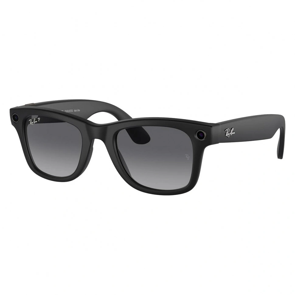 Умные очки Ray-Ban Meta Wayfarer RW4008 (Матовая чёрная оправа, линзы поляризованные графитовый градиент), размер L - фото 2