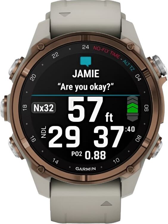 Смарт-часы Garmin Descent Mk3i - 43 mm, Титановый, бронзовый безель с PVD-покрытием, серый силиконовый ремешок - фото 2
