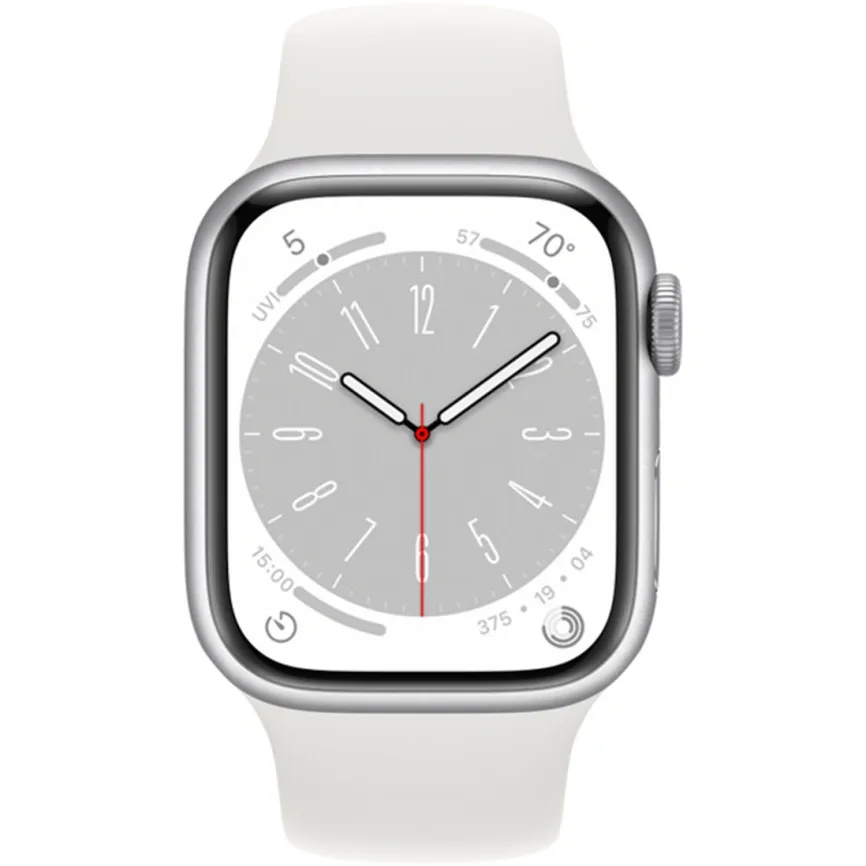 Смарт-часы Apple Watch S8 - 45 mm GPS Silver/White Sport band - фото 2