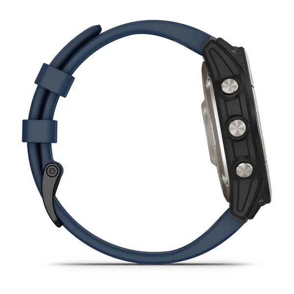 Смарт-часы Garmin Quatix 7 Sapphire Edition - 47 mm, Титановый, синий силиконовый ремешок 4