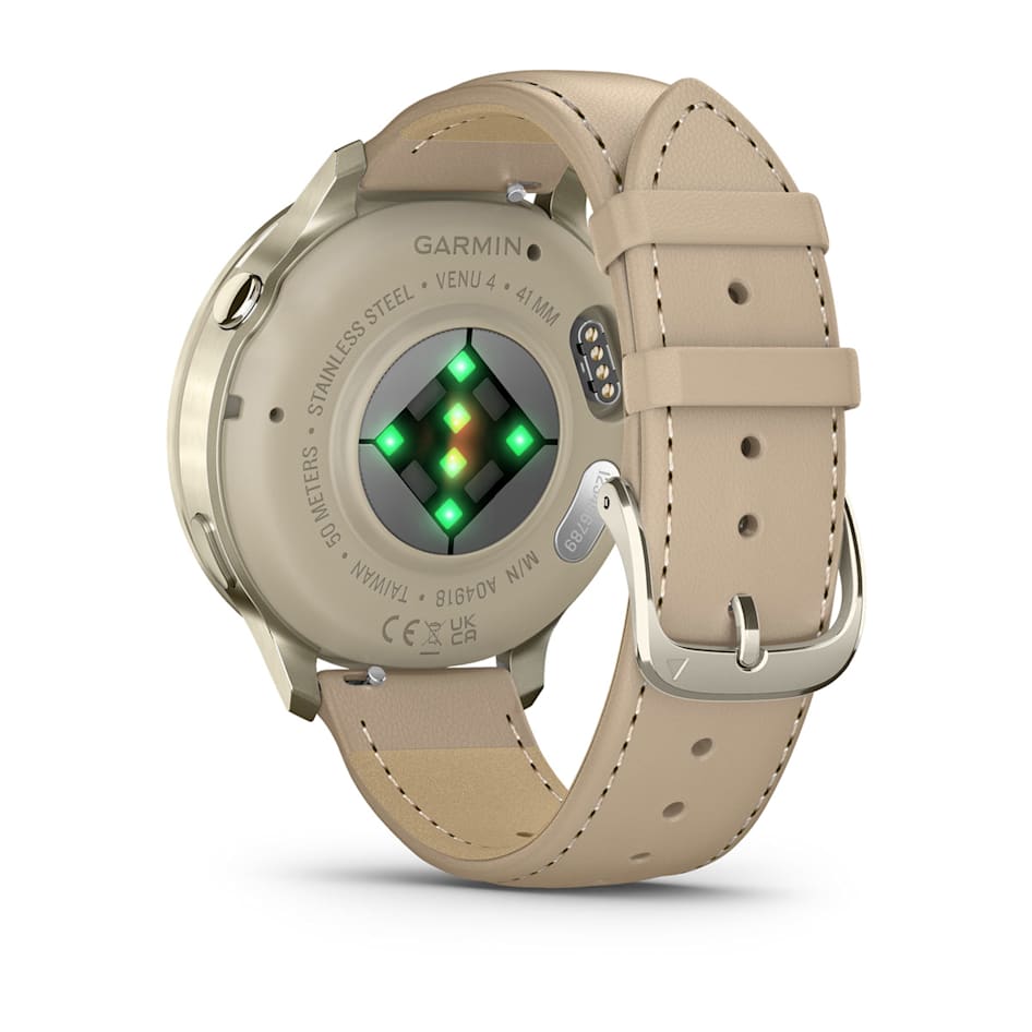 Смарт-часы Garmin Venu 4 - 41 mm, Лунно-золотистый, кожаный ремешок песочного цвета 7