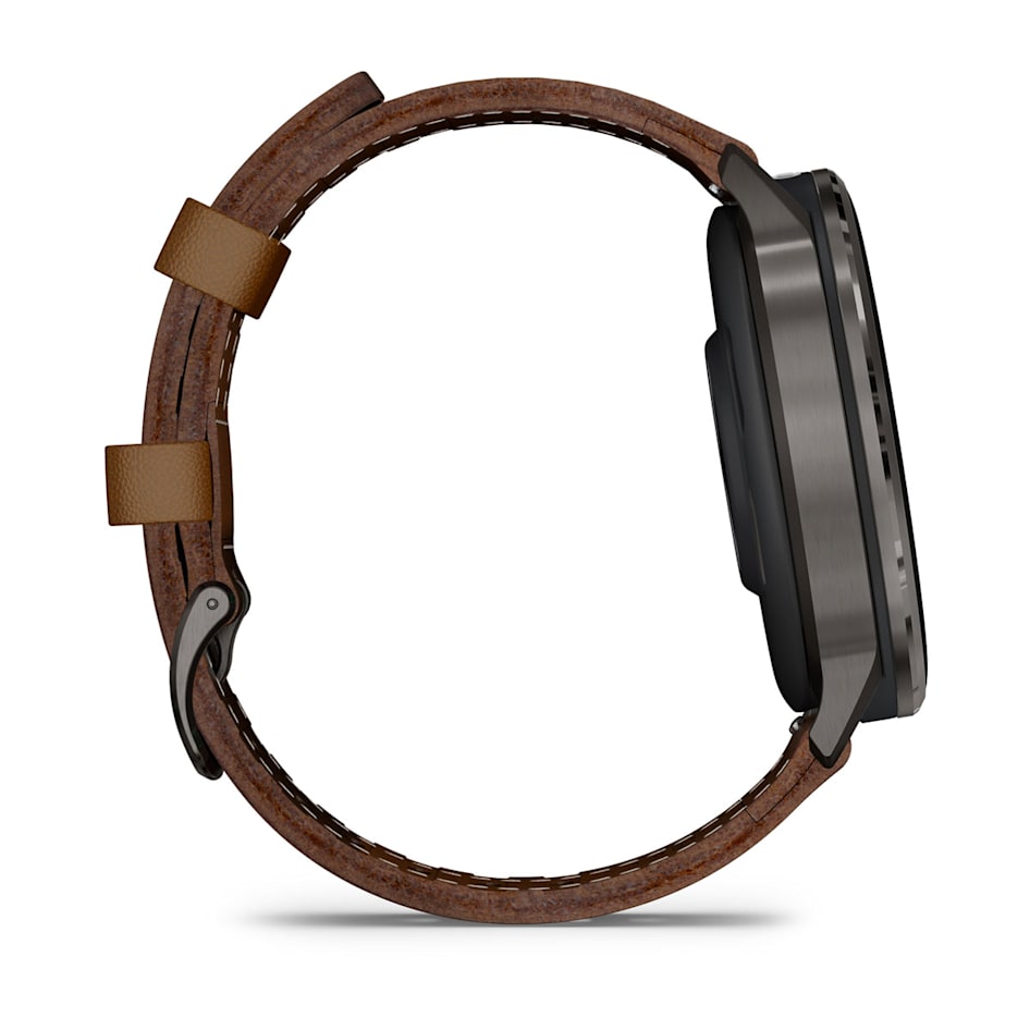 Смарт-часы Garmin Venu 4 - 45 mm, Темно-серый, коричневый кожаный ремешок 5
