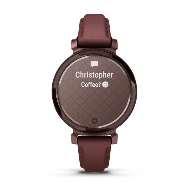 Смарт-часы Garmin Lily 2 - 35 mm, Classic с безелем темно-бронзового цвета, кожаный ремешок ежевичного цвета 4