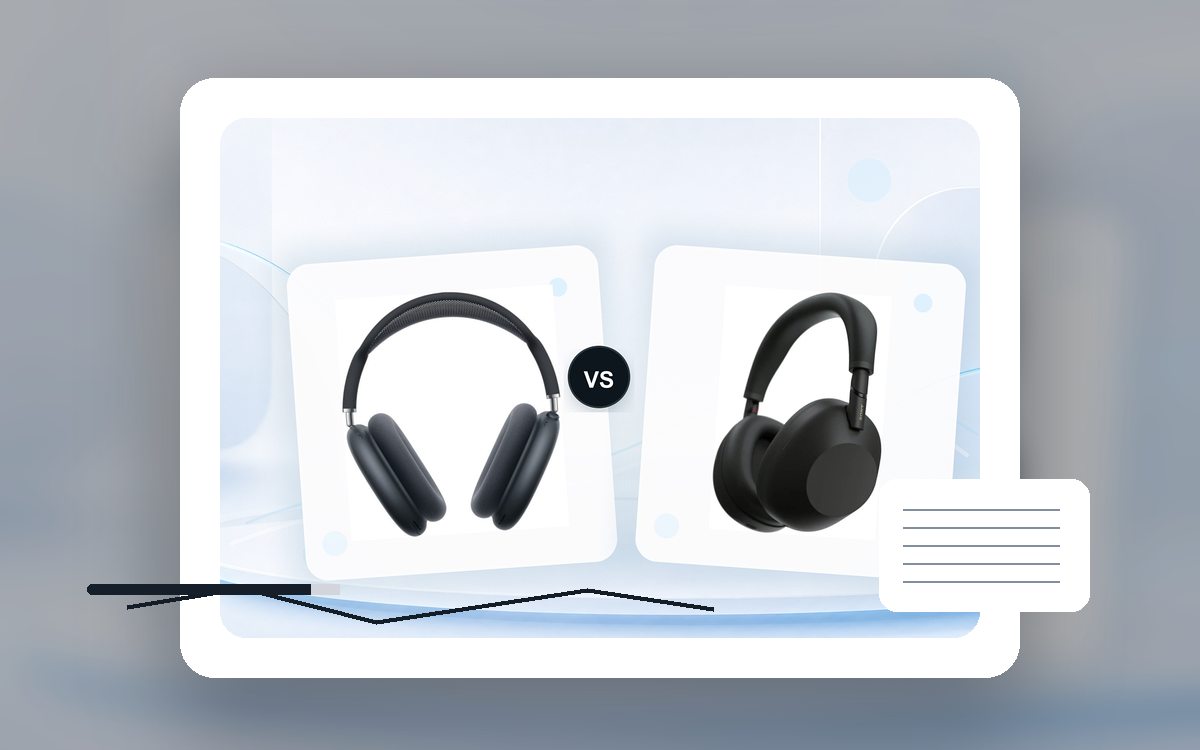 AirPods Max или Sony WH-1000XM6: крупный план товара для выбора