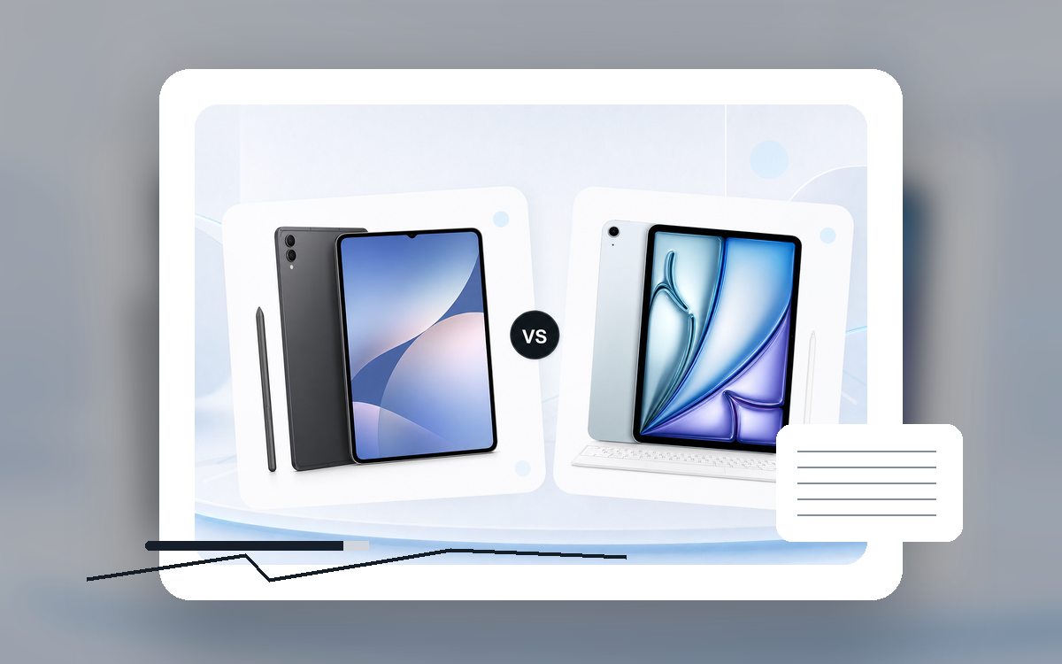 Samsung Galaxy Tab S11 или iPad Air: крупный план товара для выбора