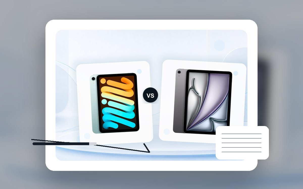 iPad mini или iPad Air: крупный план товара для выбора