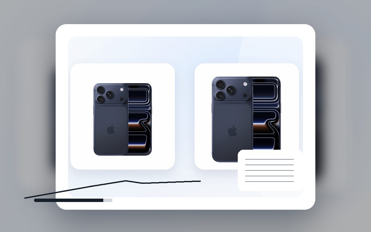 iPhone 17 Pro или iPhone 17 Pro Max: крупный план товара для выбора