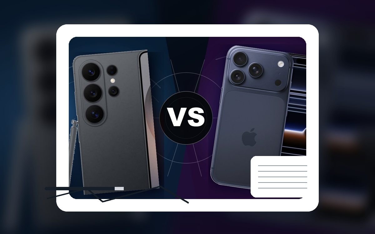 Samsung Galaxy S26 Ultra vs iPhone 17 Pro Max: крупный план товара для выбора
